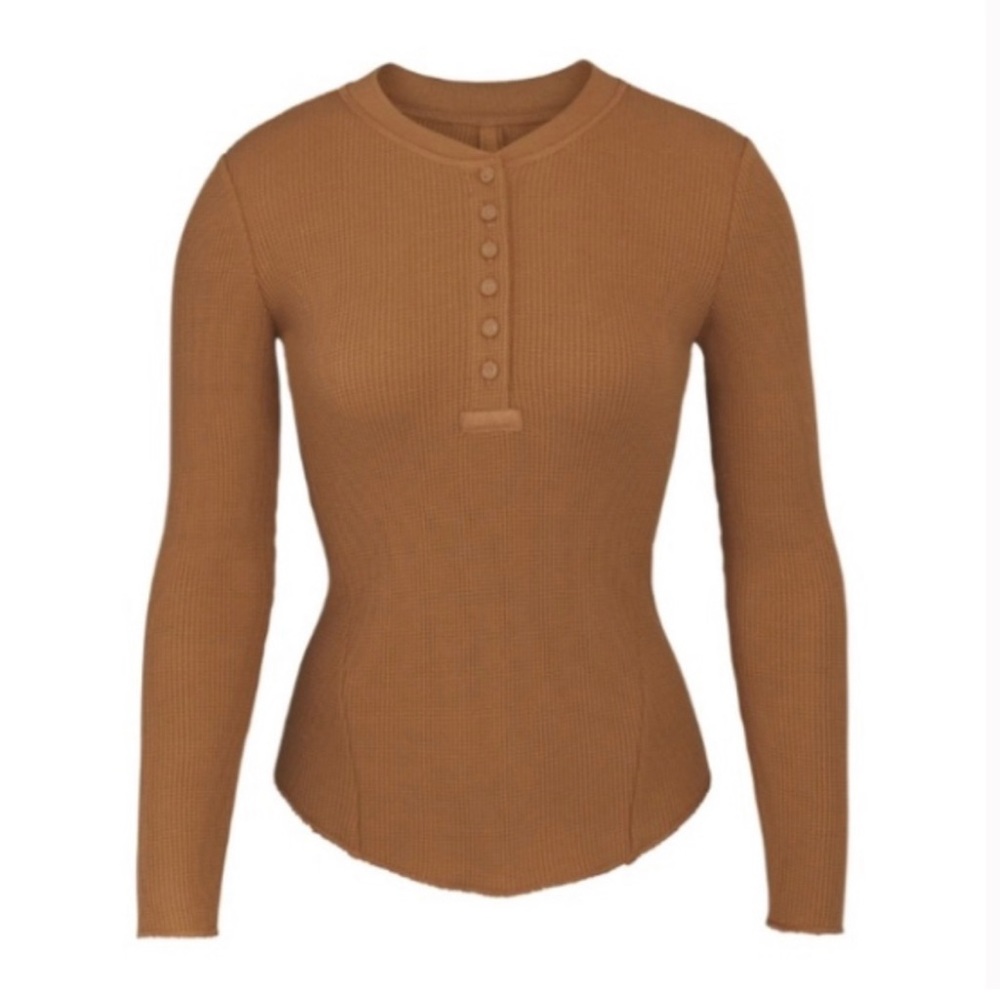 Skims Henley Waffle knit long sleeve